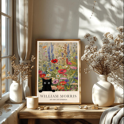 William Morris Black Cat Poster: Arts & Crafts Exhibition Style