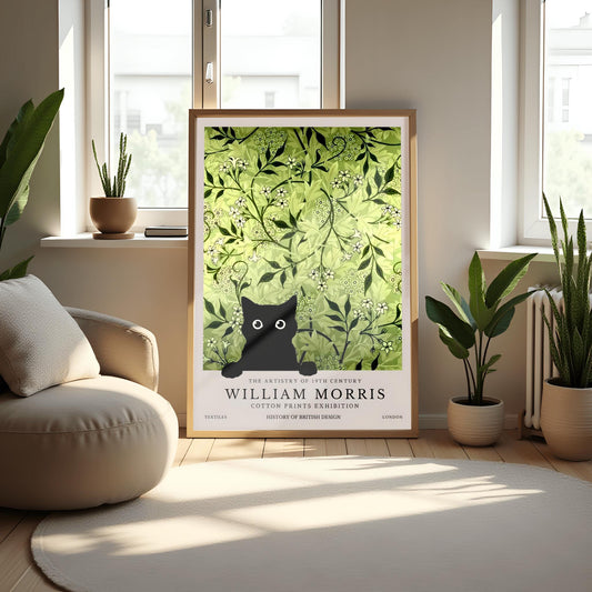Black Cat William Morris Print: Arts & Crafts Exhibition Poster