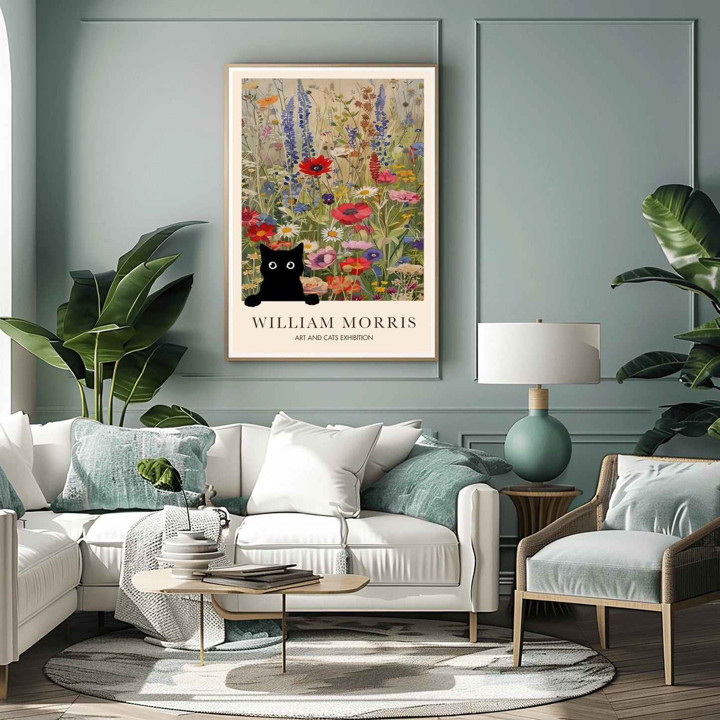 William Morris Black Cat Poster: Arts & Crafts Exhibition Style