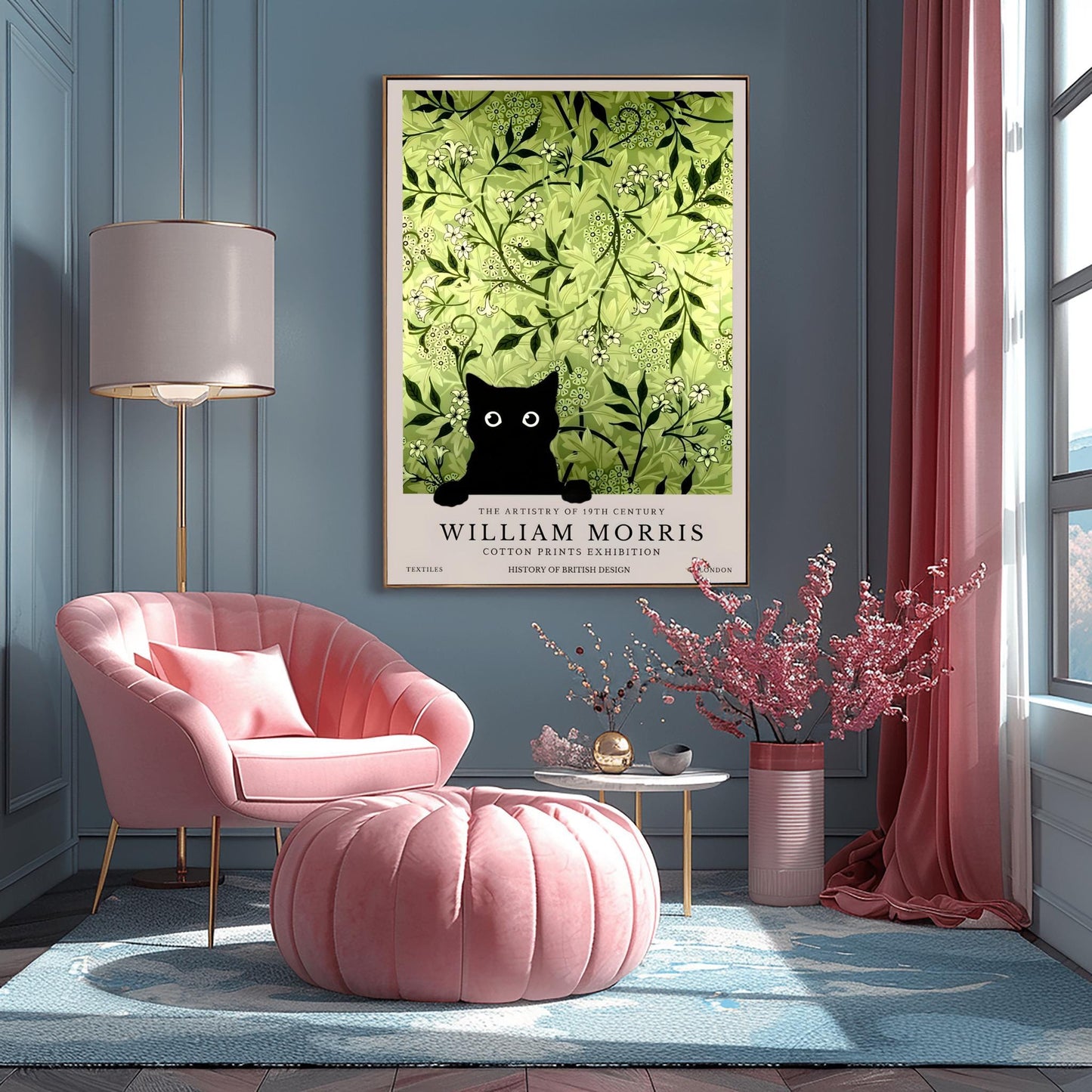 Black Cat William Morris Print: Arts & Crafts Exhibition Poster