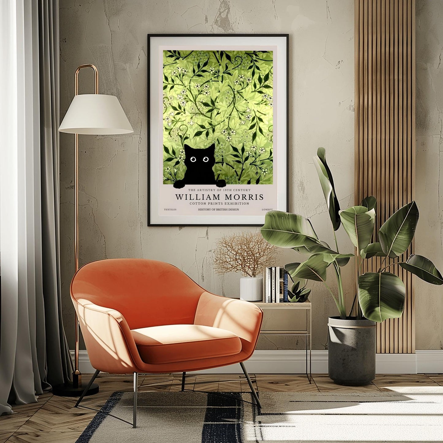 Black Cat William Morris Print: Arts & Crafts Exhibition Poster
