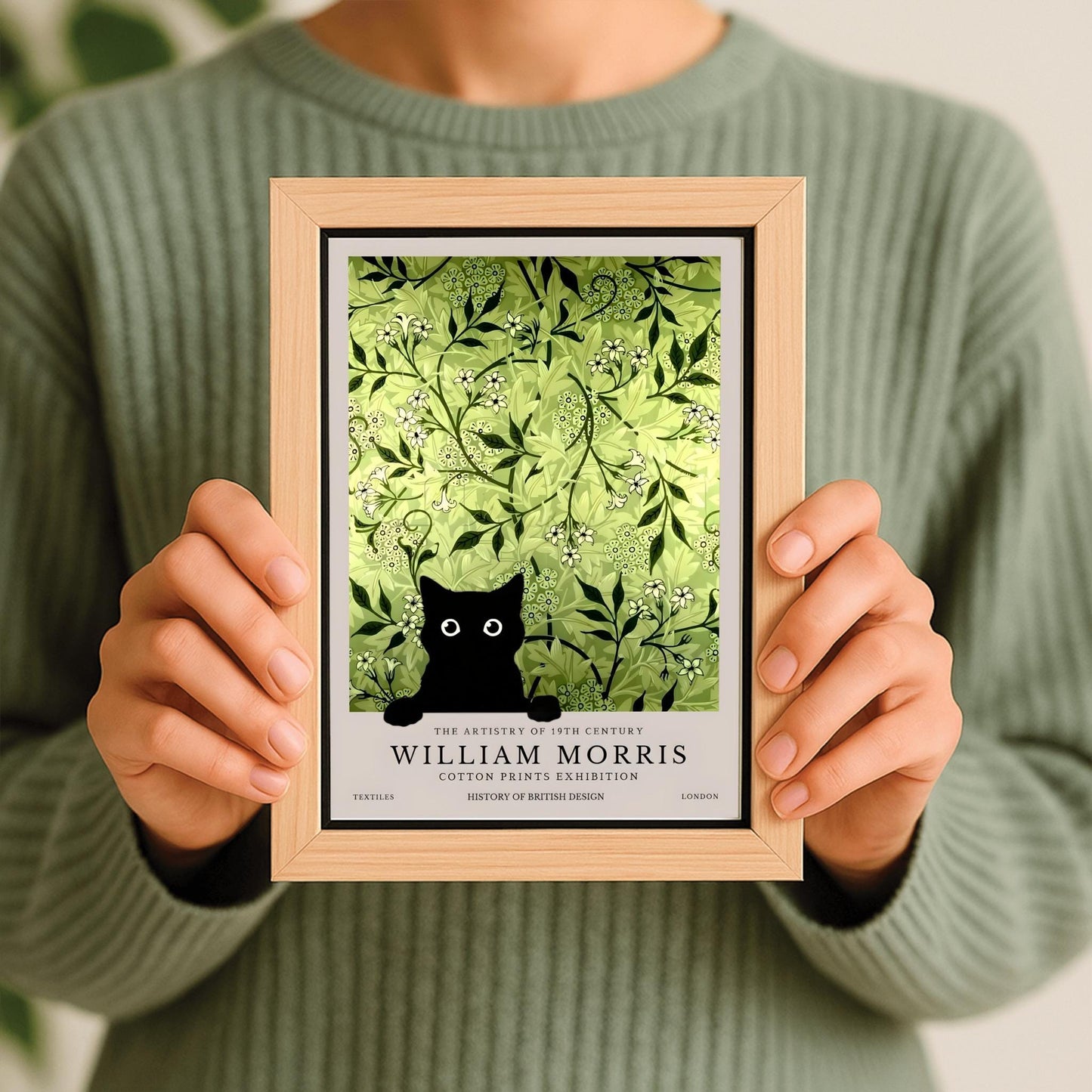 Black Cat William Morris Print: Arts & Crafts Exhibition Poster