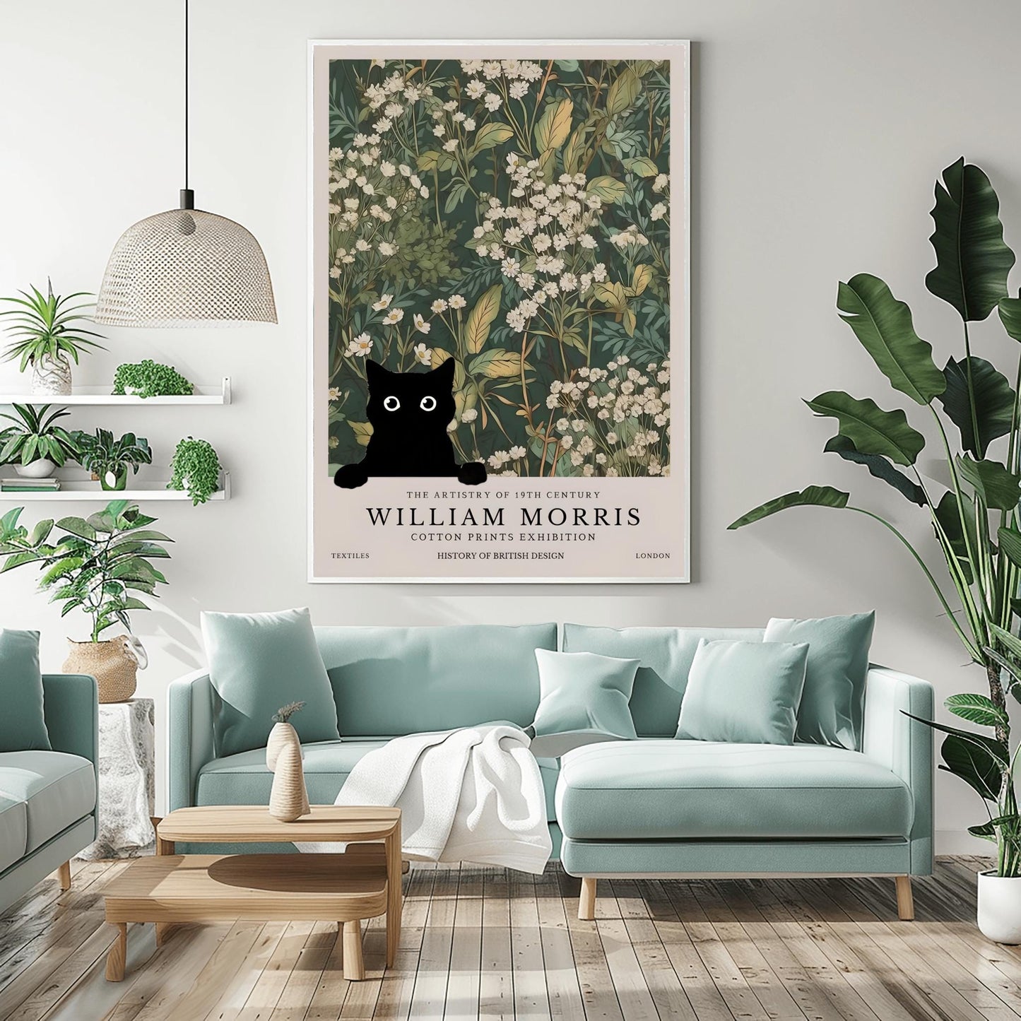 Black Cat William Morris Print: Arts & Crafts Exhibition Poster