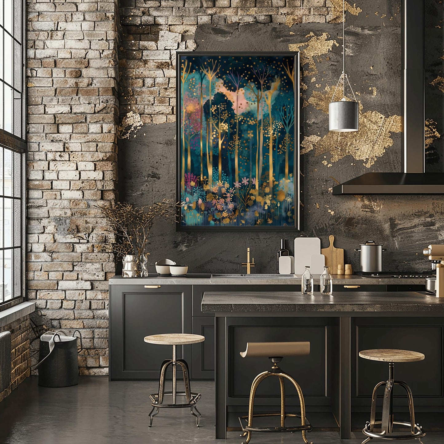 Gustav Klimt Inspired Forest Print: Surreal Autumn Home Decor (view 4)