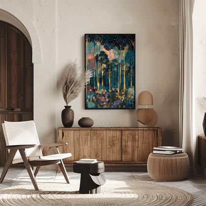 Gustav Klimt Inspired Forest Print: Surreal Autumn Home Decor (view 5)