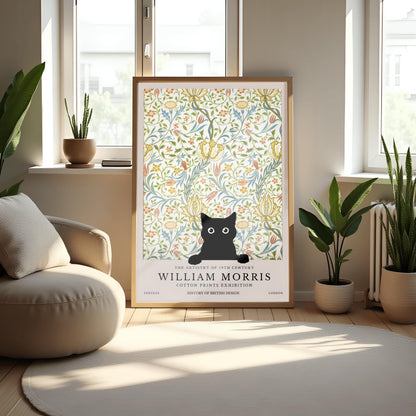 William Morris Cat Print: Vintage Floral Arts & Crafts Poster