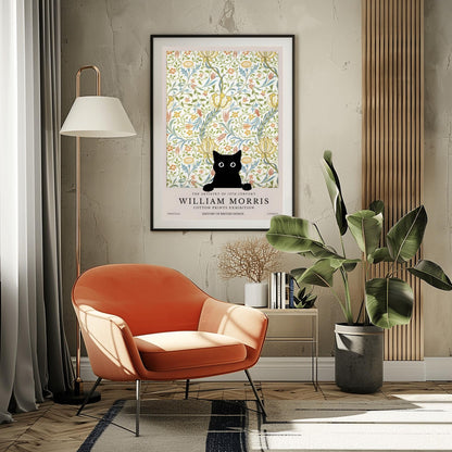 William Morris Cat Print: Vintage Floral Arts & Crafts Poster