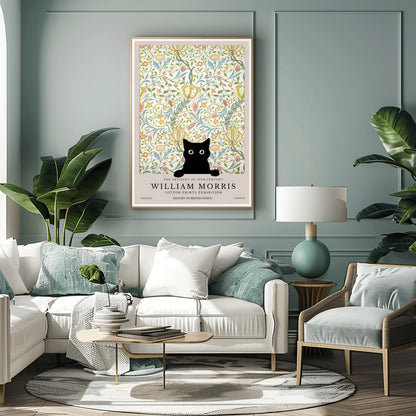 William Morris Cat Print: Vintage Floral Arts & Crafts Poster