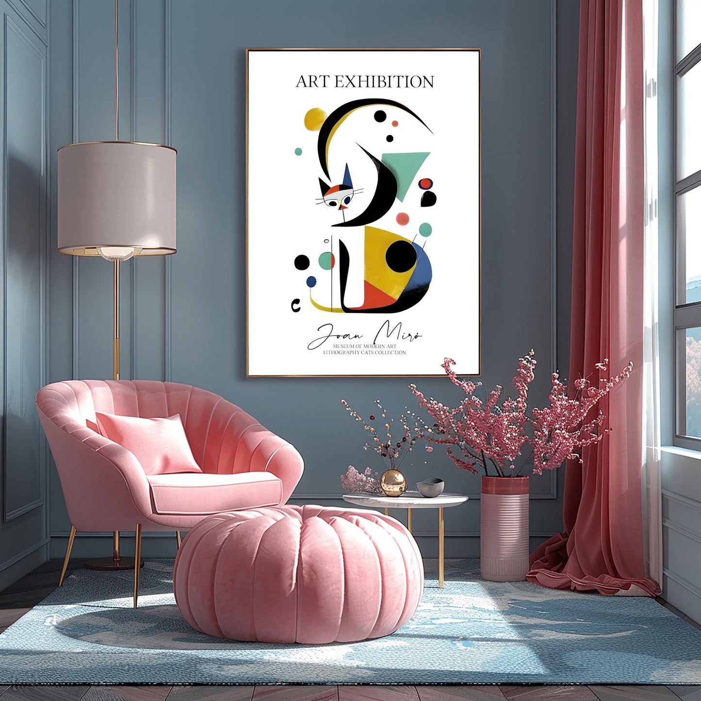 Joan Miró Cat Poster: Abstract Geometric Art, Modernist Exhibition Print