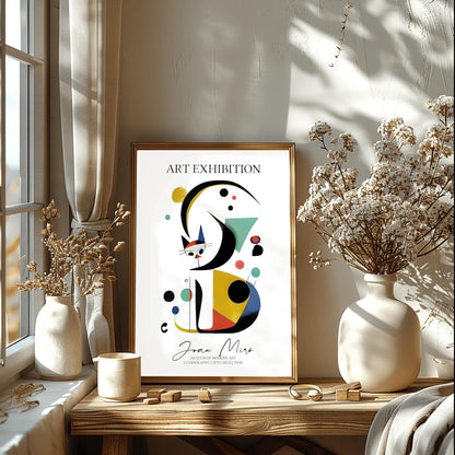 Joan Miró Cat Poster: Abstract Geometric Art, Modernist Exhibition Print