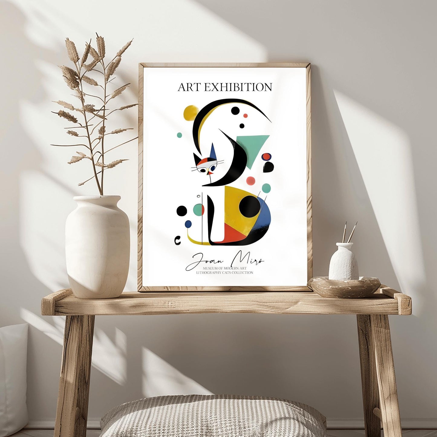 Joan Miró Cat Poster: Abstract Geometric Art, Modernist Exhibition Print