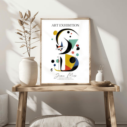 Joan Miró Cat Poster: Abstract Geometric Art, Modernist Exhibition Print