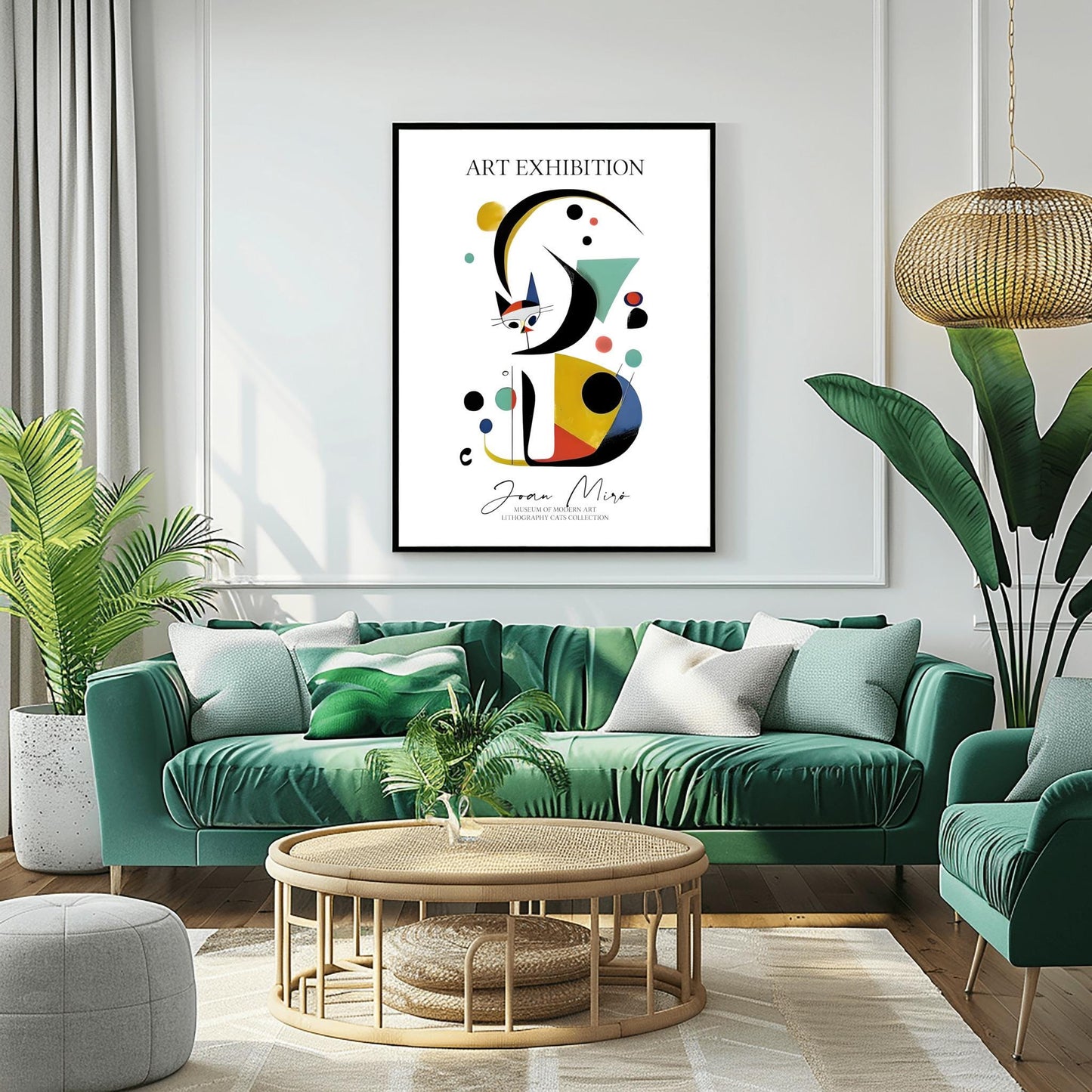 Joan Miró Cat Poster: Abstract Geometric Art, Modernist Exhibition Print