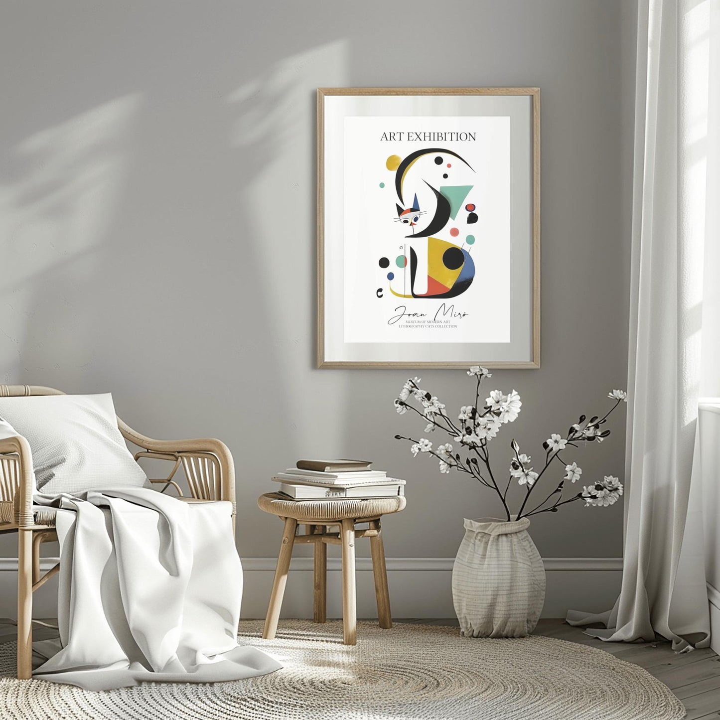 Joan Miró Cat Poster: Abstract Geometric Art, Modernist Exhibition Print