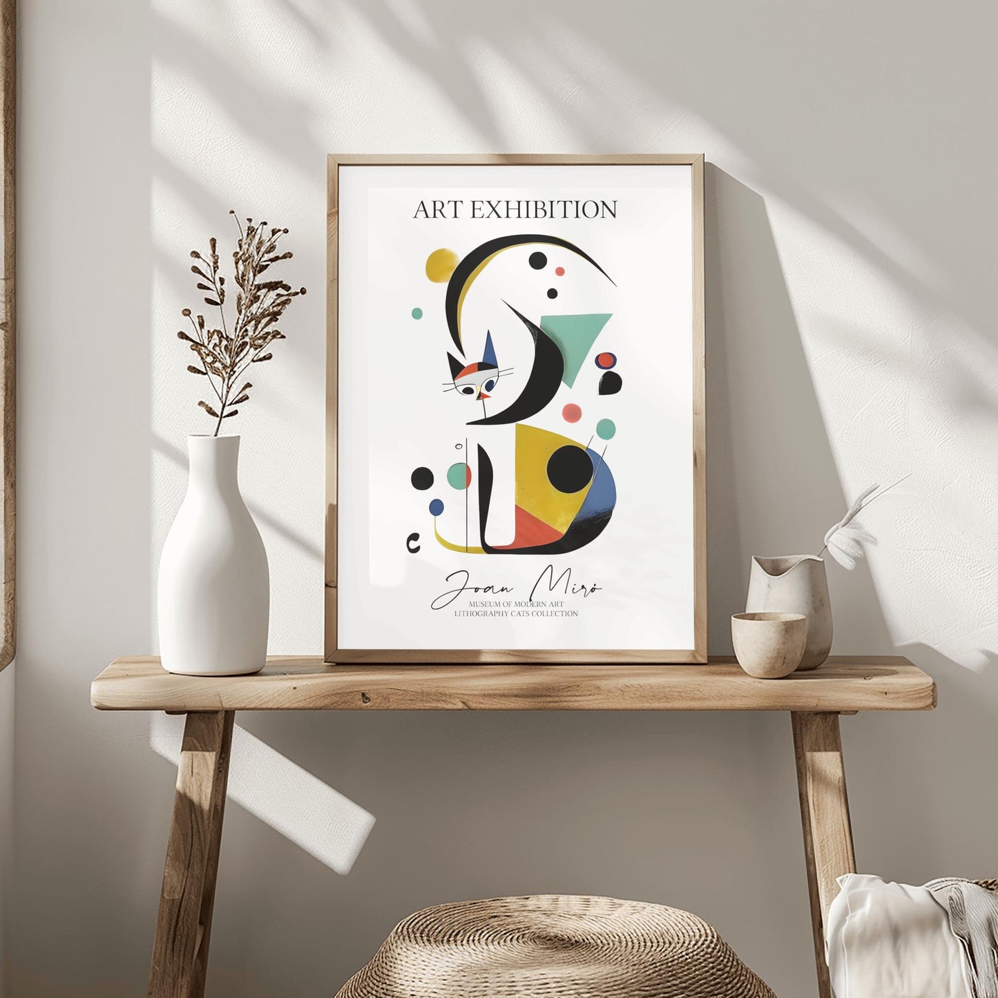 Joan Miró Cat Poster: Abstract Geometric Art, Modernist Exhibition Print