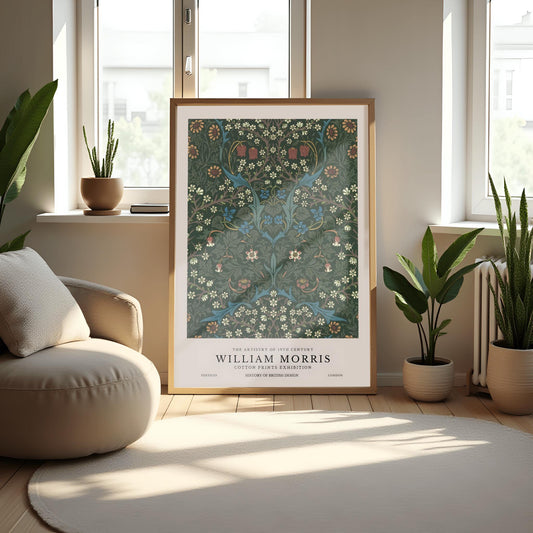 William Morris Floral Print: Dark Green Botanical, Arts & Crafts Poster