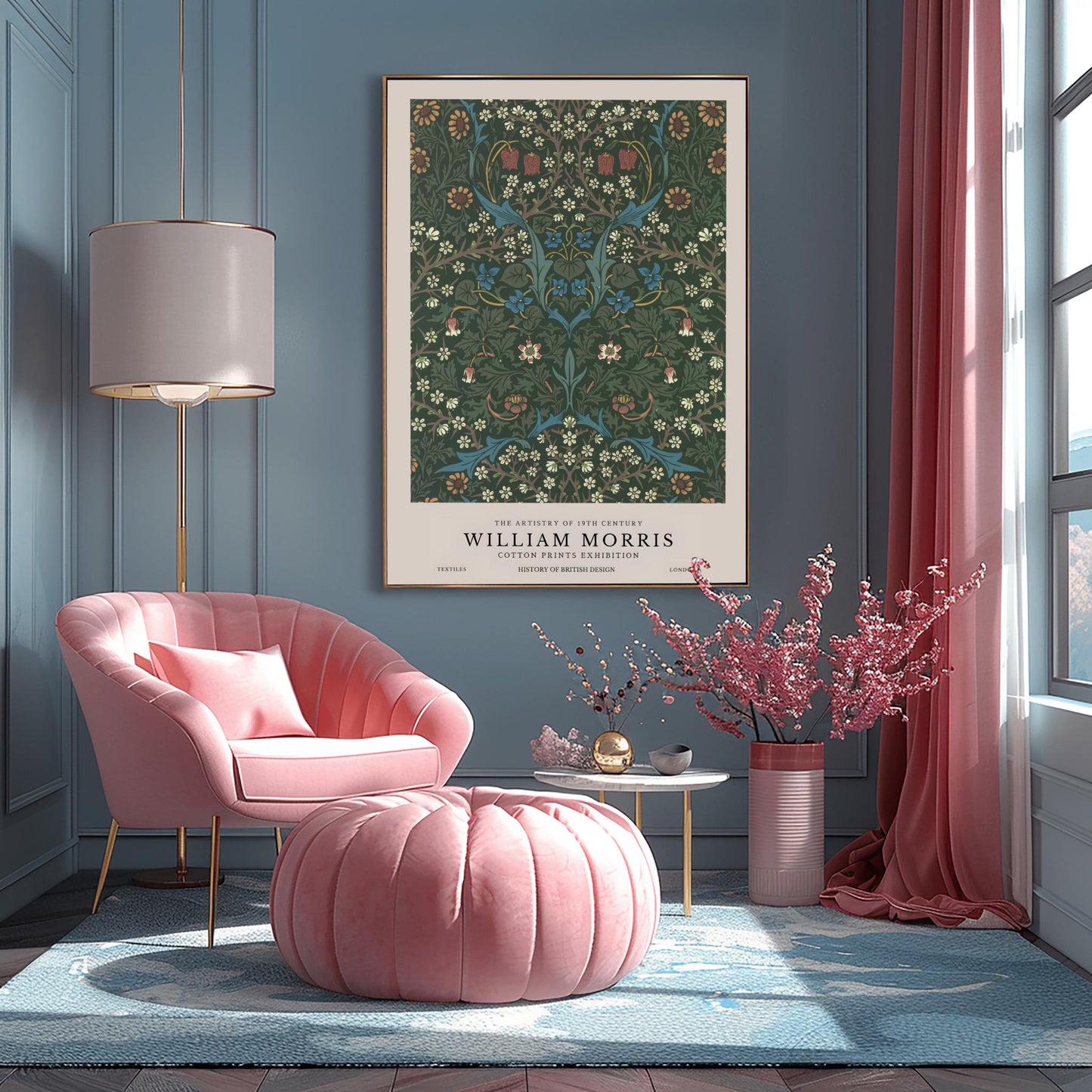 William Morris Floral Print: Dark Green Botanical, Arts & Crafts Poster