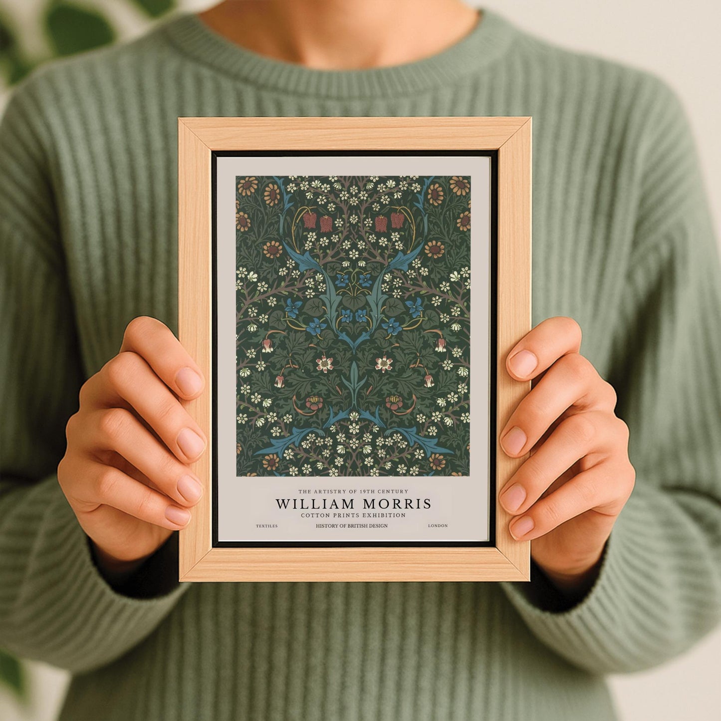 William Morris Floral Print: Dark Green Botanical, Arts & Crafts Poster