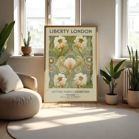 William Morris Peony Print: Dark Floral, Arts & Crafts Style