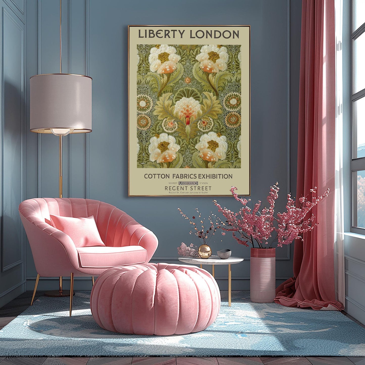 William Morris Peony Print: Dark Floral, Arts & Crafts Style