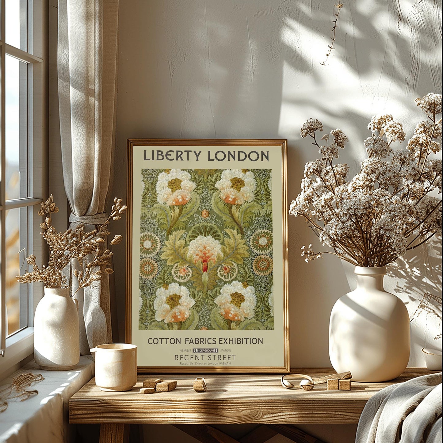 William Morris Peony Print: Dark Floral, Arts & Crafts Style