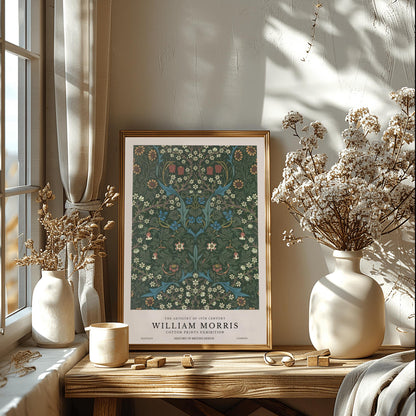 William Morris Floral Print: Dark Green Botanical, Arts & Crafts Poster
