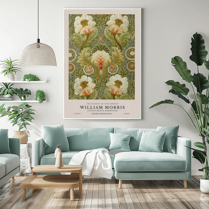 William Morris Peony Print: Dark Floral, Arts & Crafts Style