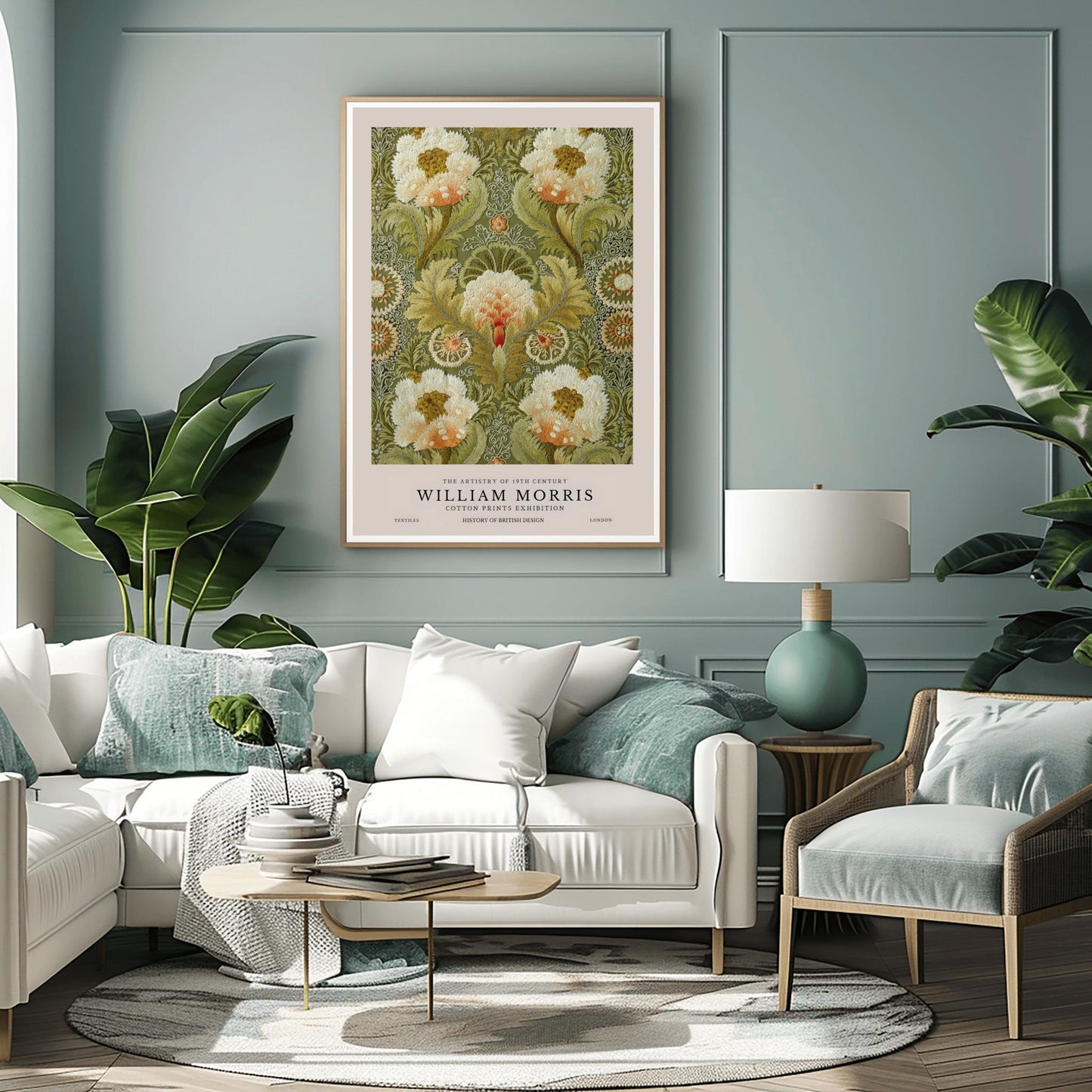 William Morris Peony Print: Dark Floral, Arts & Crafts Style