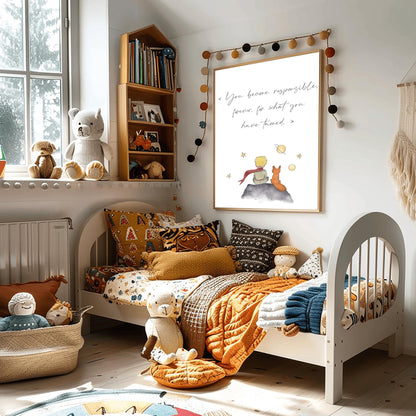 The Little Prince Poster: Nursery Quote Wall Art