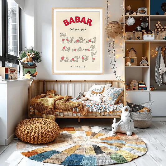 Babar the Elephant Print: Retro Nursery Decor, Kids Room Art