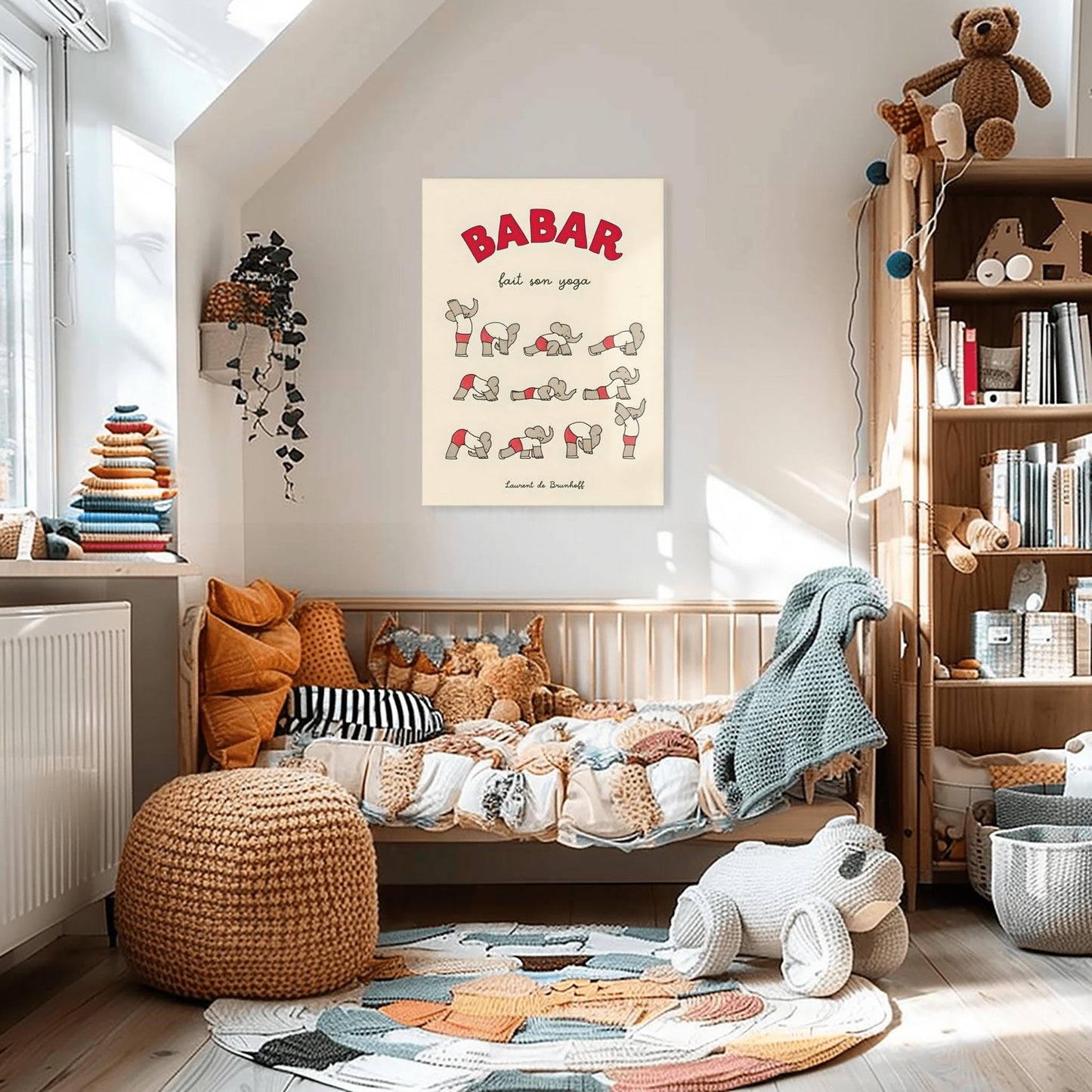 Babar the Elephant Print: Retro Nursery Decor, Kids Room Art
