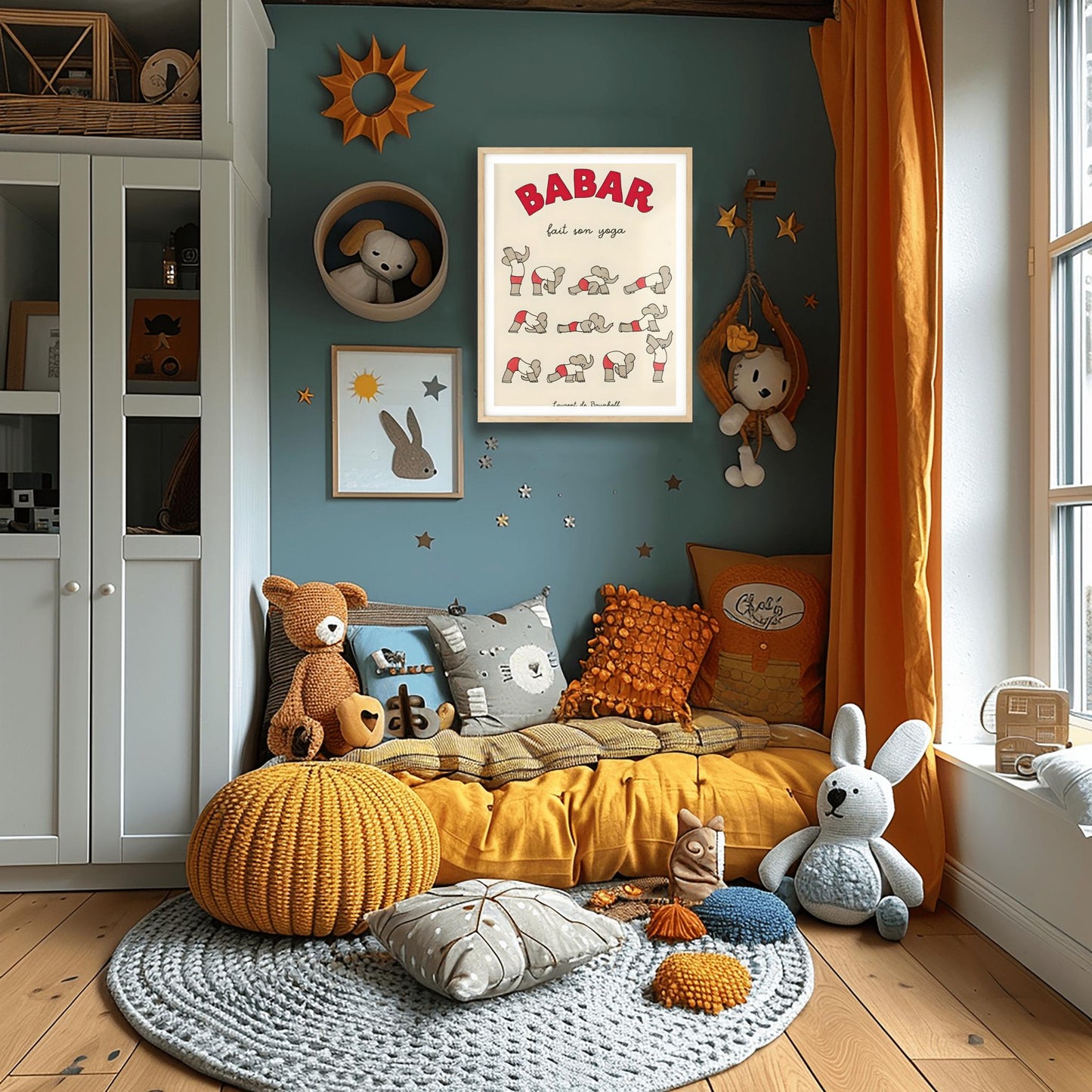 Babar the Elephant Print: Retro Nursery Decor, Kids Room Art