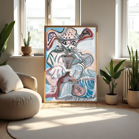Picasso Print: Homme au Chapeau Assis, Cubist Art Exhibition Poster
