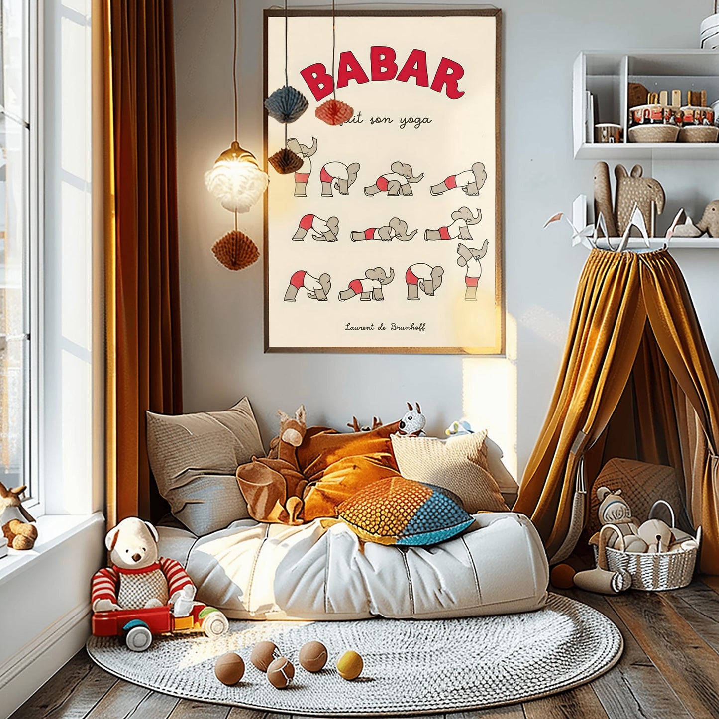 Babar the Elephant Print: Retro Nursery Decor, Kids Room Art