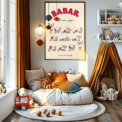 Babar the Elephant Print: Retro Nursery Decor, Kids Room Art
