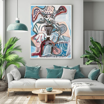 Picasso Print: Homme au Chapeau Assis, Cubist Art Exhibition Poster