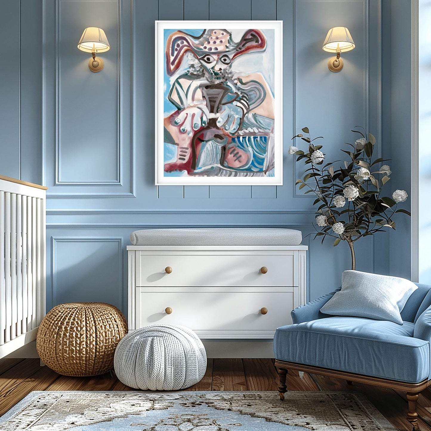 Picasso Print: Homme au Chapeau Assis, Cubist Art Exhibition Poster