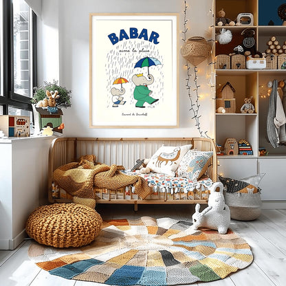 Babar The Elephant Print: Retro Nursery Decor, Kids Room Art