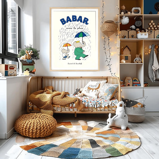Babar The Elephant Print: Retro Nursery Decor, Kids Room Art