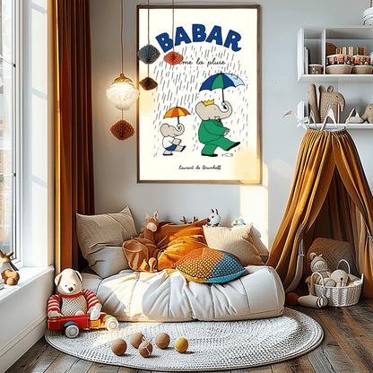 Babar The Elephant Print: Retro Nursery Decor, Kids Room Art