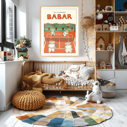 Babar the Elephant Print: Retro Nursery Decor, Kids Wall Art