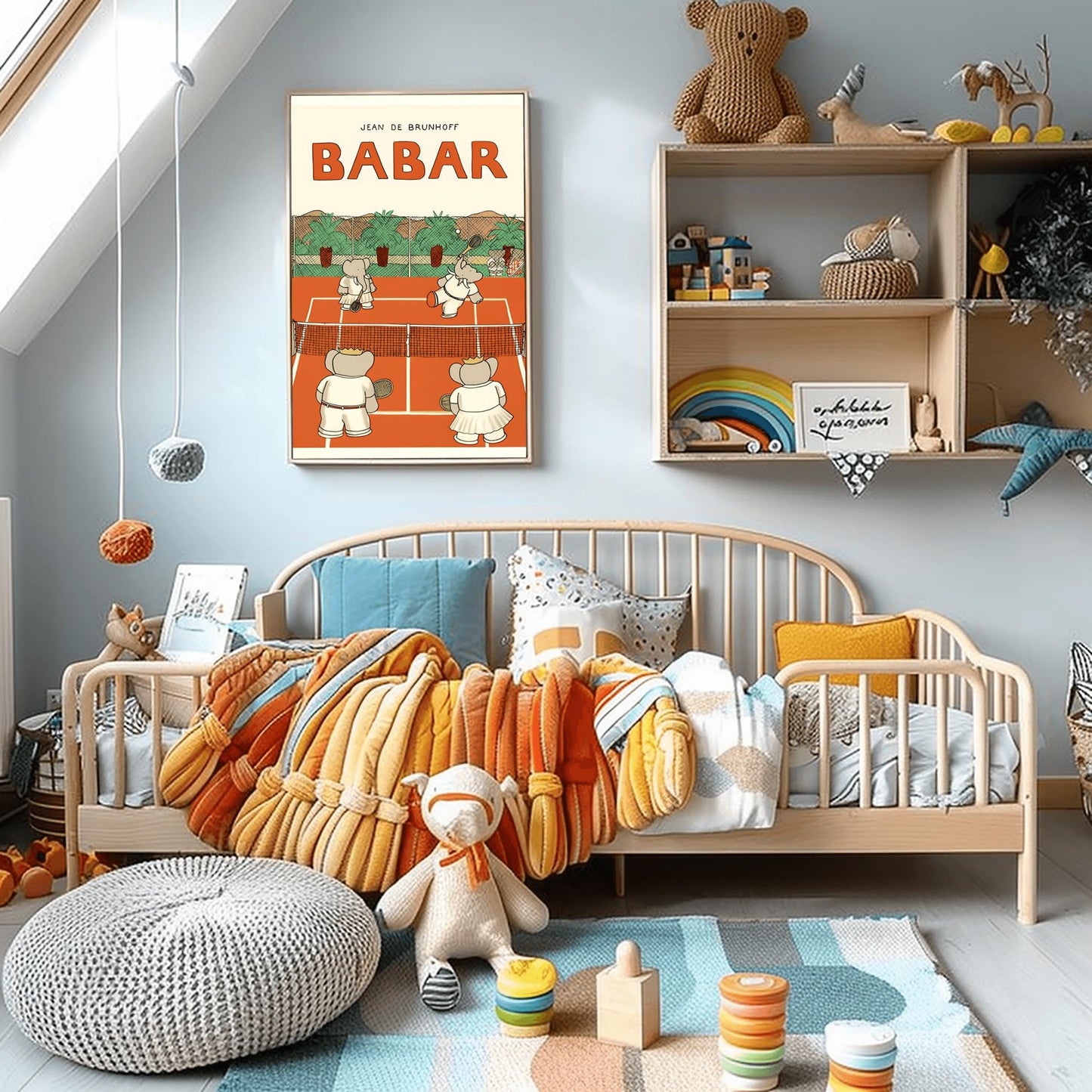 Babar the Elephant Print: Retro Nursery Decor, Kids Wall Art