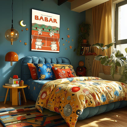 Babar the Elephant Print: Retro Nursery Decor, Kids Wall Art