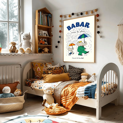 Babar The Elephant Print: Retro Nursery Decor, Kids Room Art