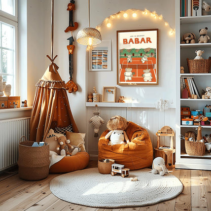 Babar the Elephant Print: Retro Nursery Decor, Kids Wall Art