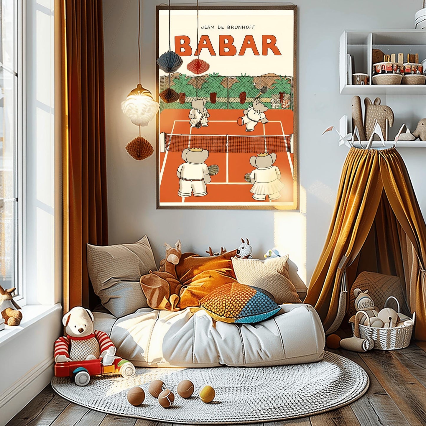 Babar the Elephant Print: Retro Nursery Decor, Kids Wall Art
