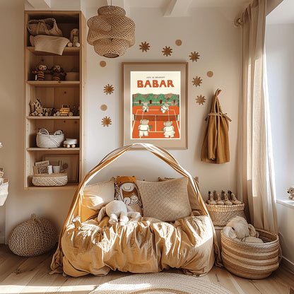 Babar the Elephant Print: Retro Nursery Decor, Kids Wall Art