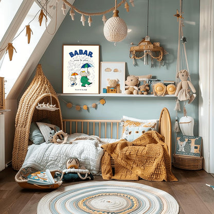 Babar The Elephant Print: Retro Nursery Decor, Kids Room Art