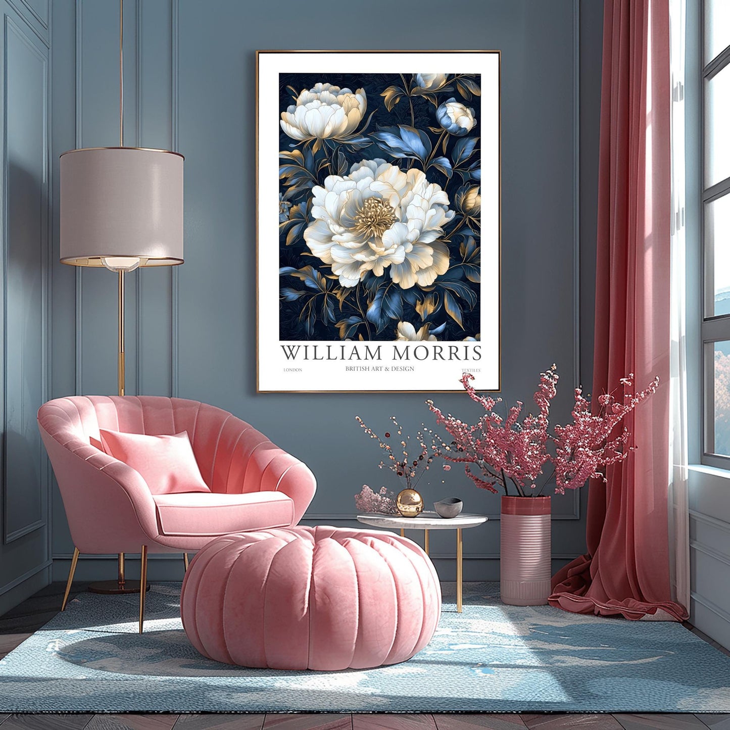 William Morris Lodden Print: Vintage Hydrangea Botanical Art Poster
