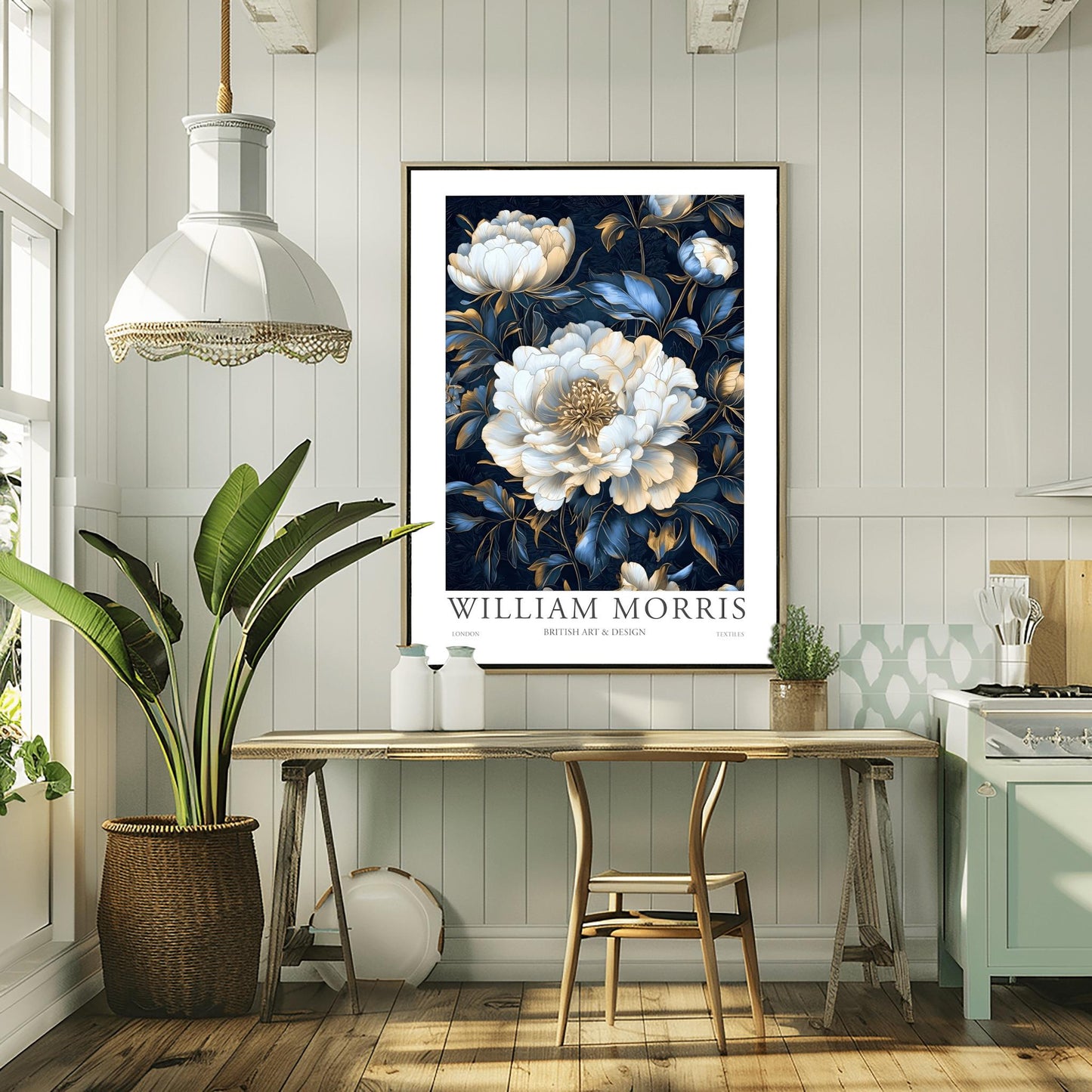 William Morris Lodden Print: Vintage Hydrangea Botanical Art Poster